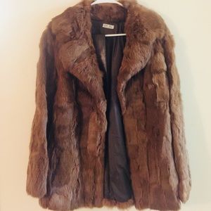 ✨ Brown 70’s style Fur Coat with Leather Belt ✨